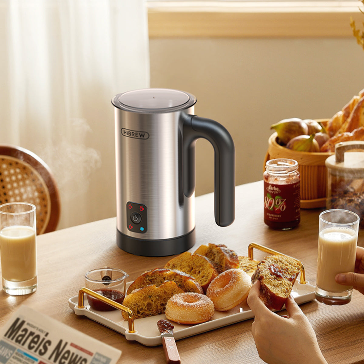 HiBREW 4 in 1 Milk Frother Fully automatic Milk Warmer  M3A