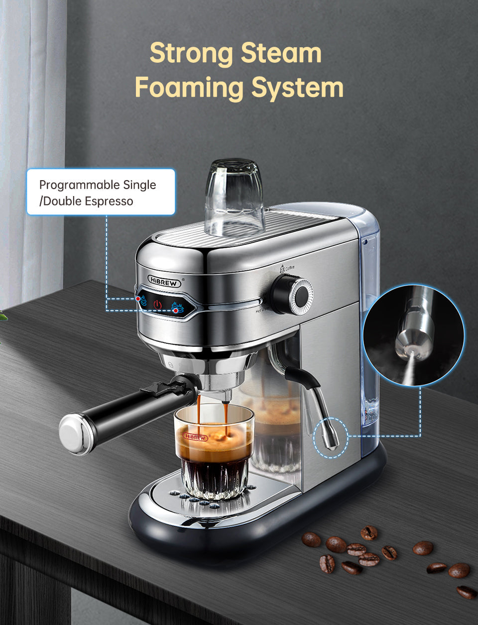 HiBREW Coffee Maker Cafetera 20 Bar Machine Hot Water H11