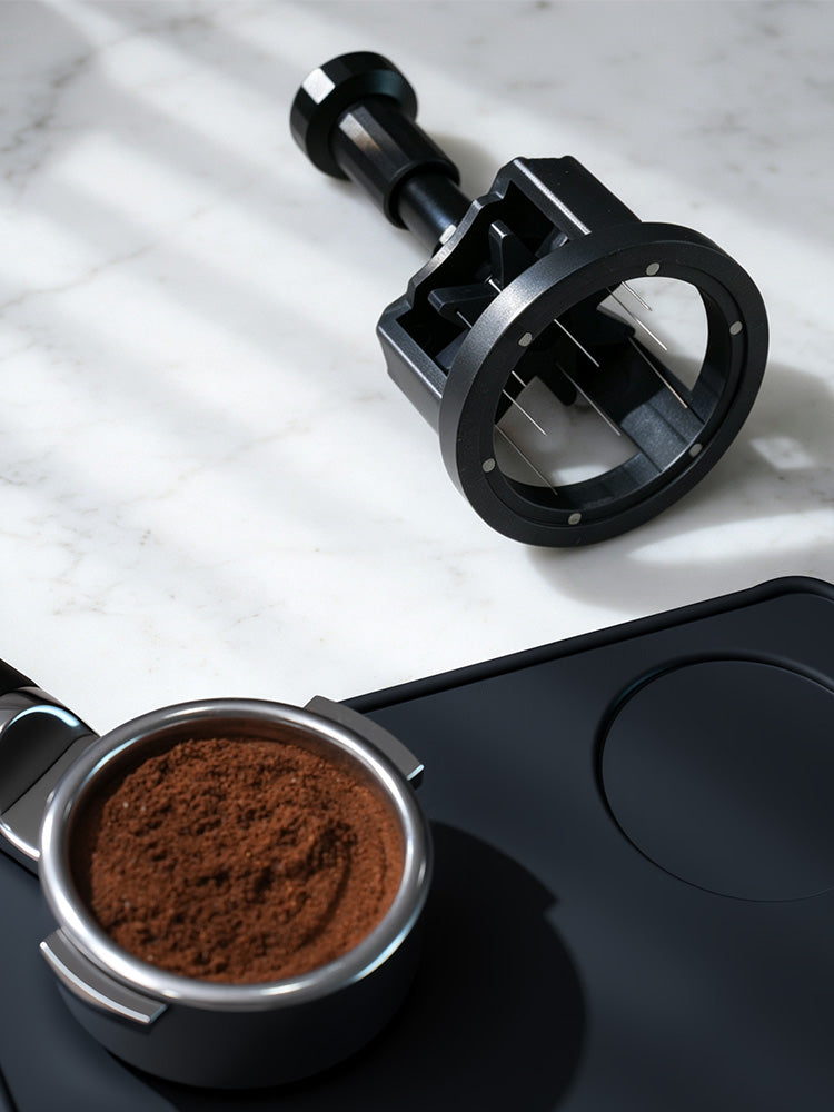 HiBREW 51mm 58mm Press & Spin WDT Tool - Magnetic Espresso Coffee Powder Distributor (Aluminum & Stainless Steel)