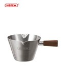 HiBREW 100ml Stainless Steel Espresso Shot Cup with Wooden Handle Ergonomic Coffee Measuring Pitcher