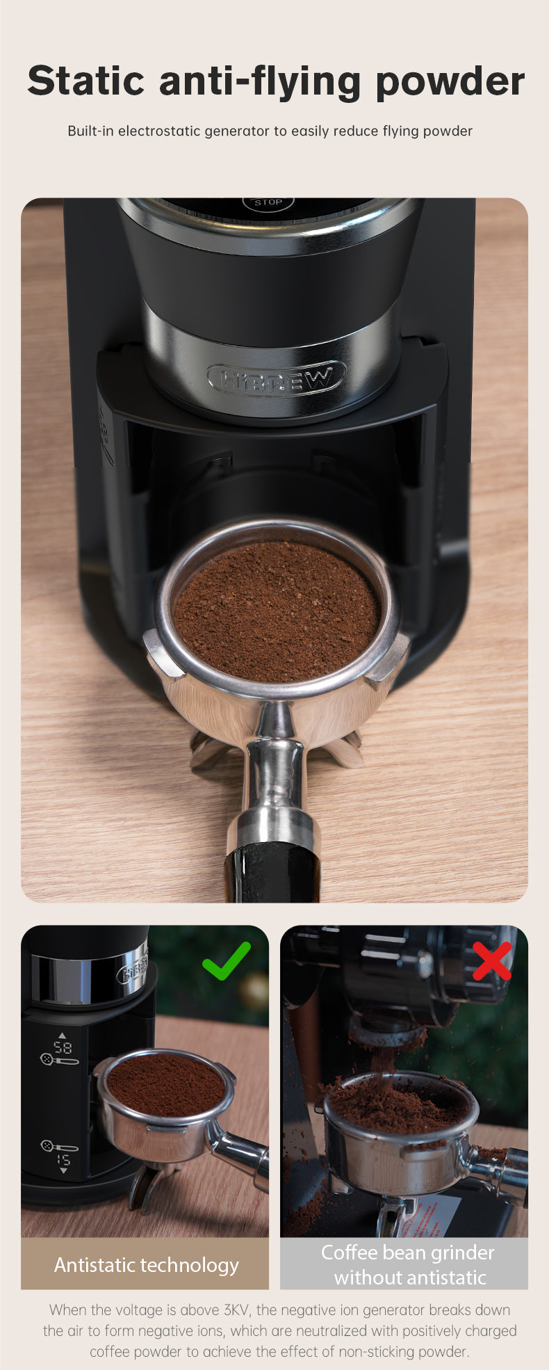 HiBREW Automatic Burr Mill Electric Coffee Grinder with 31 Gears  Visual Bean Storage G3A
