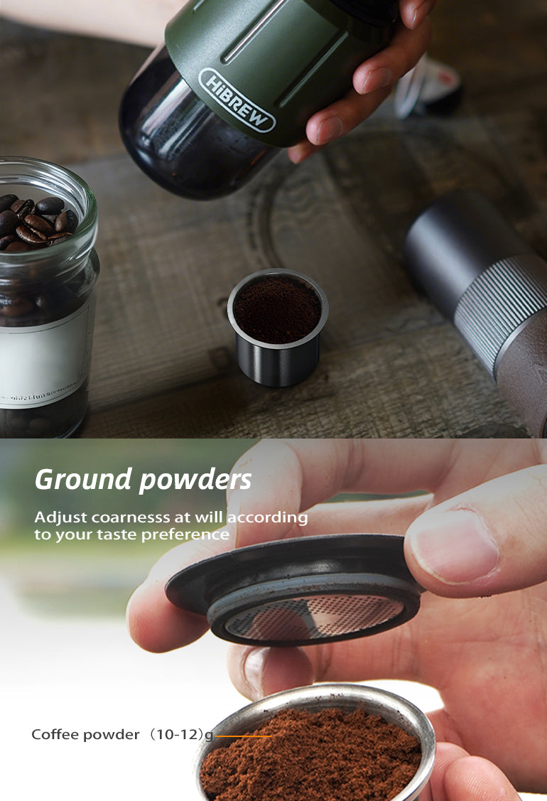 HiBREW 2 in 1 Portable Espresso Maker For Capsule & Ground Hand Press Brewer H4D